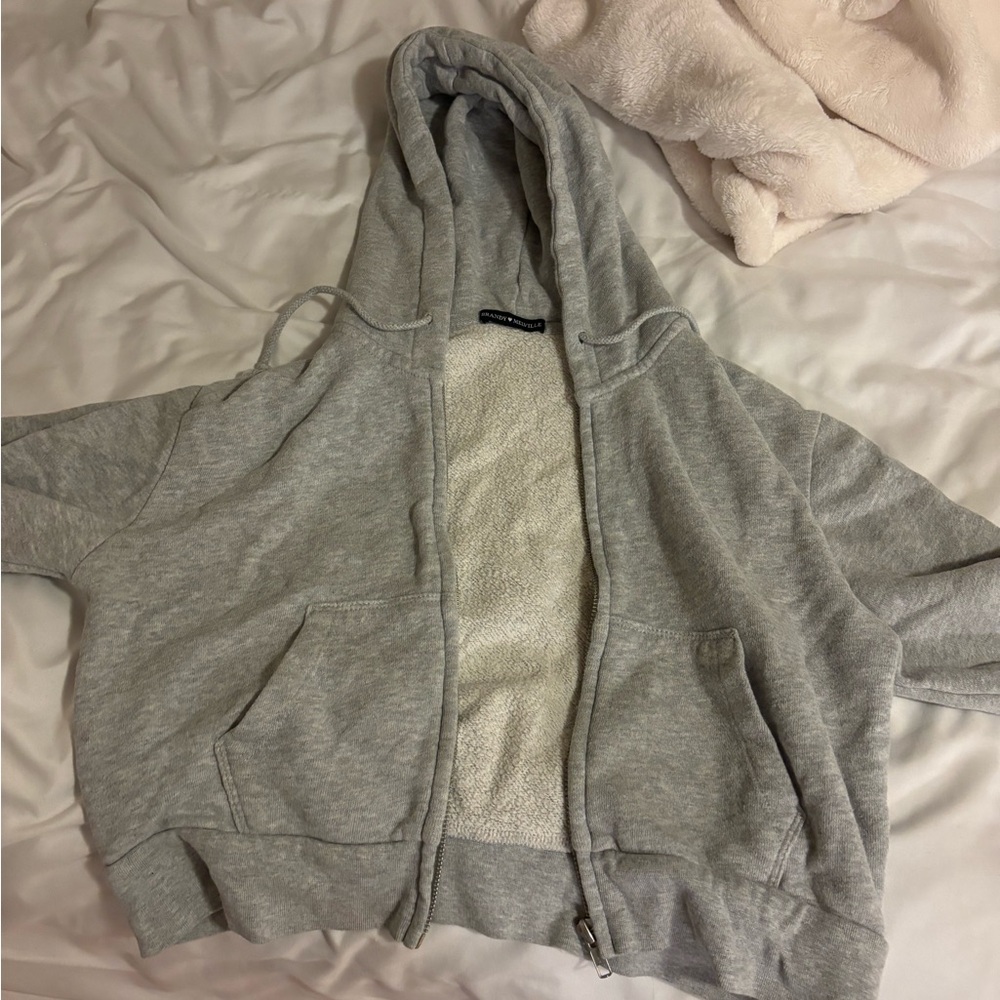 Gray Zip-Up Hoodie with Pockets